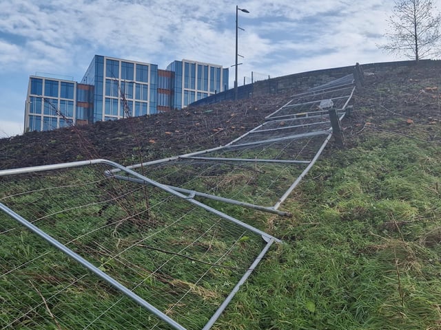 Collapsed fencing at Ebrington.