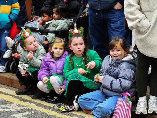 Revellers at the St Patrick’s Day parade, in Derry, on Monday afternoon. Photo: George Sweeney