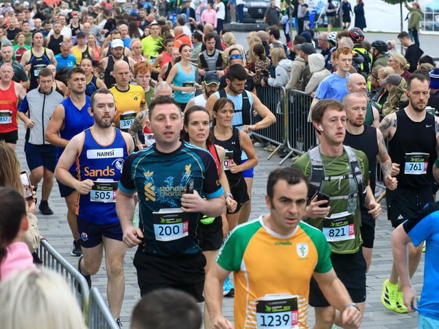 Runners taking part in the Waterside Half Marathon in Ebrington Square, on Sunday morning. (Photo - Tom Heaney, nwpresspics)