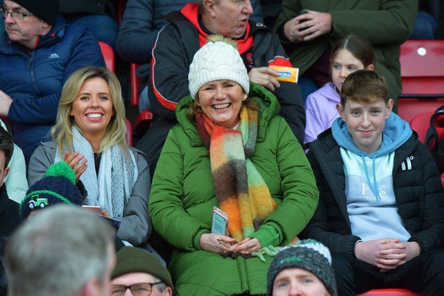 Fans at Derry’s opening National League Division Two gameat Owenbeg on Saturday afternoon. Photo: George Sweeney. DER2305GS – 151