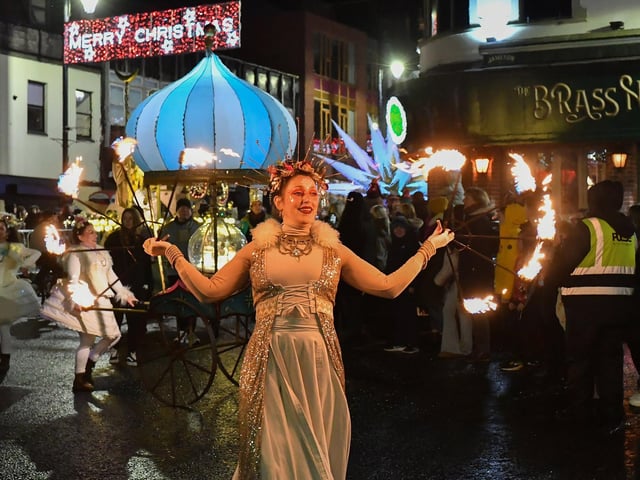 The Derry Magical Christmas procession makes its way around the city centre on Friday evening. Photo: George Sweeney