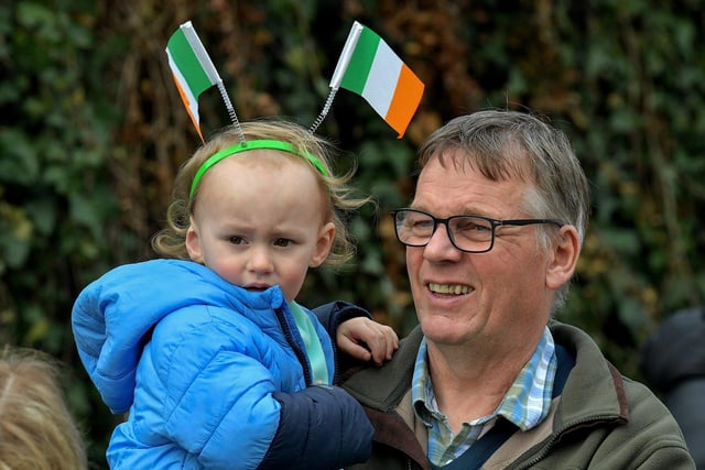 Revellers at the St Patrick’s Day parade, in Derry, on Friday afternoon. Photo: George Sweeney. DER2311GS – 70