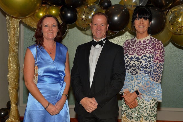Deputy Principal Ms Sinead Anderson, Principal Mr Kevin Cooley and Assistant Principal Ms Sylvia McSheffrey pictured at the Crana College Formal held in the Inshowen Gateway Hotel on Friday evening last. Photo: George Sweeney.  DER2239GS – 085