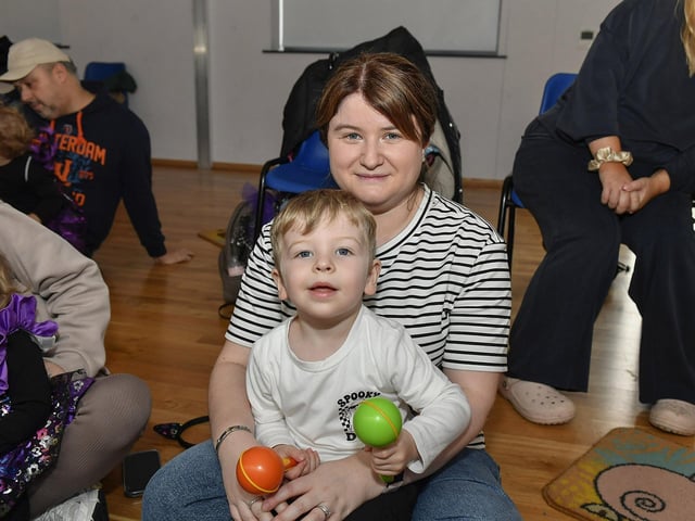 Pictured are young children and relatives at the he Waterside Shared Village cross-community Halloween kids costume party and disco with entertainment from Jo Jingles and Gary McMusic.