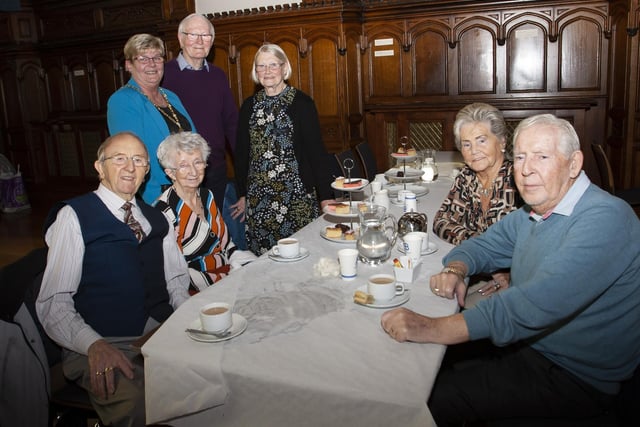 Pictured at Wednesday’s Mayor’s Tea Dance on Wednesday in the Guildhall are, from left, James and Myra Boyle, Deputy Mayor Angela Dobbins, Andrew Stewart and Margaret Moore and Neal and Cecilia McCole.