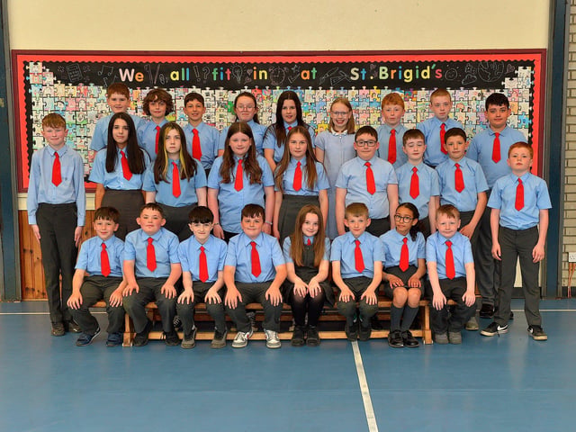 Mr O’Doherty’s P7 leavers class at St Brigid’s Primary School.  Photo: George Sweeney.  DER2321GS – 89  