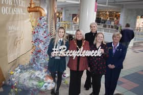 Aoife Roddy, Year 13 pupil from Thornhill College, Mayor of Derry City and Strabane District Council, Sandra Duffy, Julie Hannaway, DCSDC Waste and Recycling Officer, Catherine McCauley, DCSDC Recycling Inspector and Josie Foy, Customer Services, Foyleside Shopping Centre.