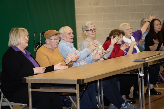 Group pictured enjoying the Mellow Deeds Choir performance at the City of Derry International Choir Festival in Creggan on Friday morning.