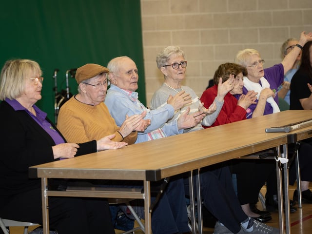 Group pictured enjoying the Mellow Deeds Choir performance at the City of Derry International Choir Festival in Creggan on Friday morning.