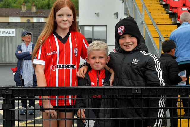 Young fans at the Derry City versus Cork City game at the Ryan McBride Brandywell Stadium. Photograph: George Sweeney.  DER2325GS – 71