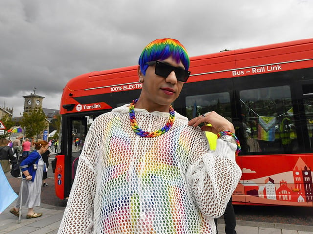 Reveller at the 2025 Foyle Pride Parade. Photo: George Sweeney