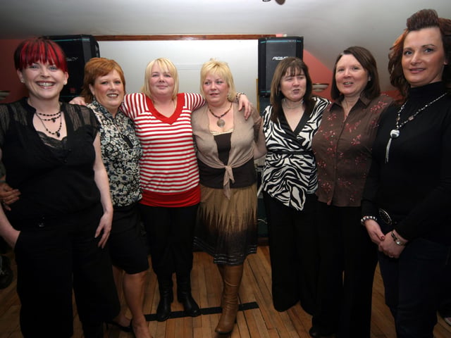 Matilda pictured with her sisters-in-law at Maileys Bar. 0018/JML