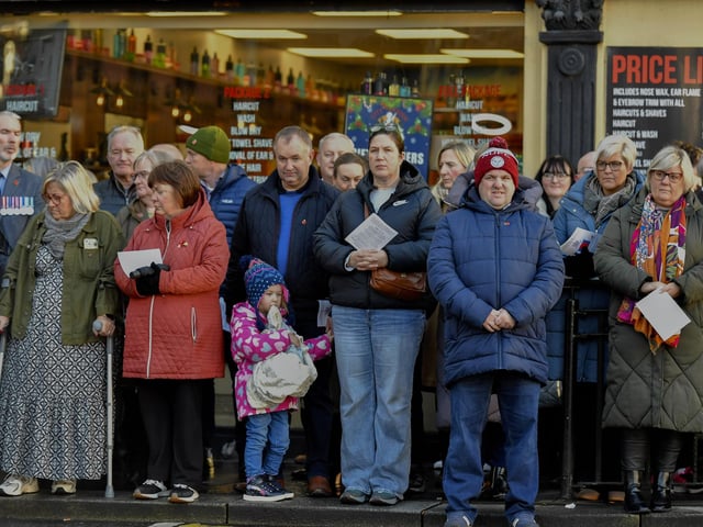 Some of the attendance at the Royal British Legion Waterside Remembrance Sunday held at the Cenotaph in the Diamond. Photo: George Sweeney