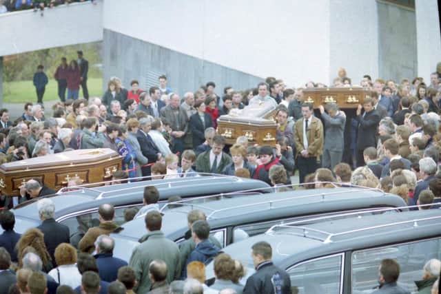Greysteel came to a standstill as thousands turned out to pay their last respects to the victims of the 1993 massacre in the village.