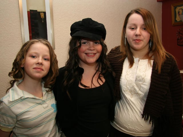 Birthday girl Megan enjoys her birthday with friends Gemma and Amanda 0002JML
