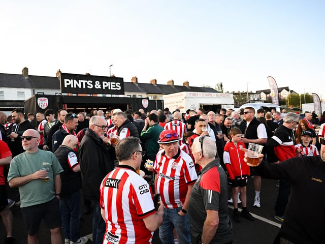 The atmosphere before the SSE Airtricity Men's Premier Division match between Derry City and Shamrock Rovers at Find Insurance Celtic Park in Derry. Photo by Ramsey Cardy/Sportsfile