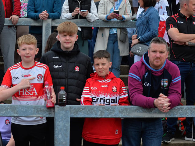 Derry fans at the game against Armagh in Celtic Park. Photo: George Sweeney