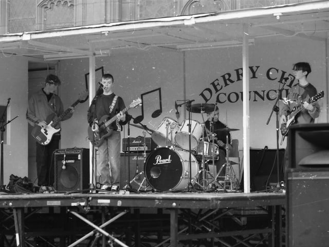 Young musicians performing at the St. Patrick's Day festivities in Derry in 1998.