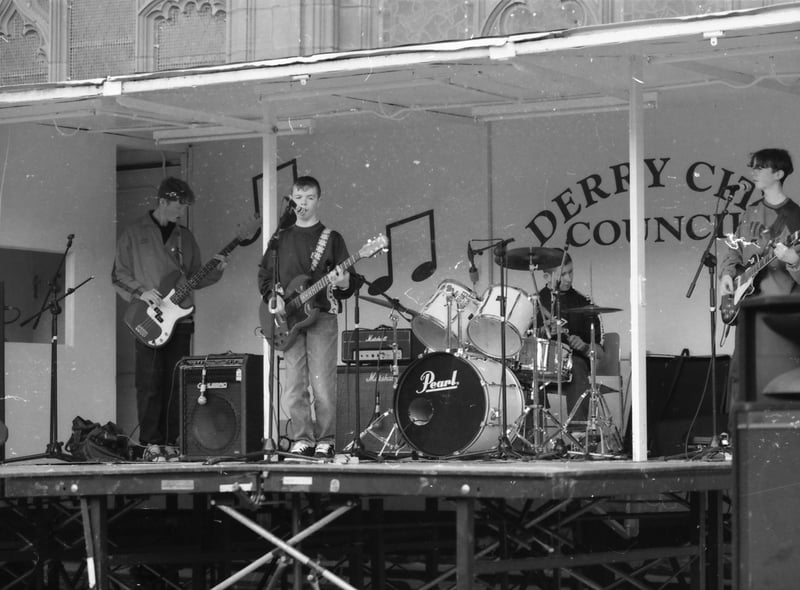 Young musicians performing at the St. Patrick's Day festivities in Derry in 1998.