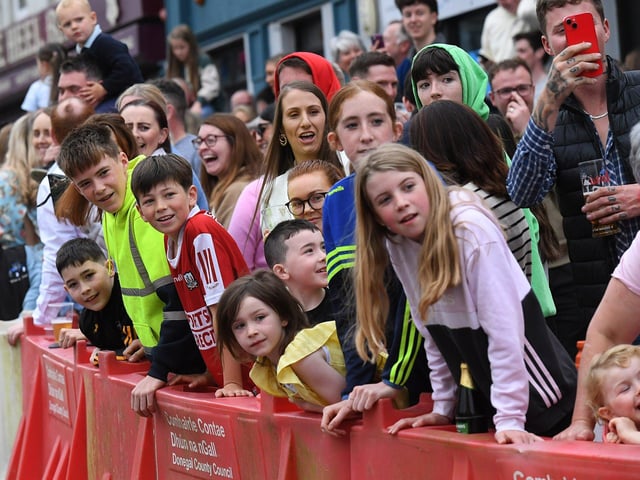 Spectators at the Soap Box Derby run in Carndonagh on Saturday afternoon. Photo: George Sweeney