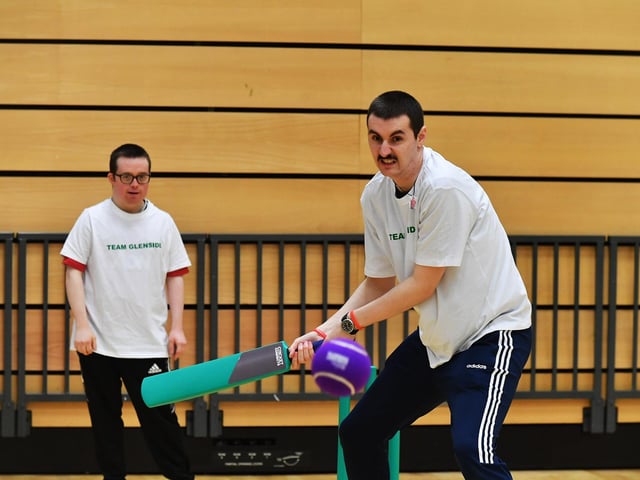 Action from the Cricket Blitz, organised by the North West Cricket Union, held in the Foyle arena on Monday afternoon. Photograph: George Sweeney