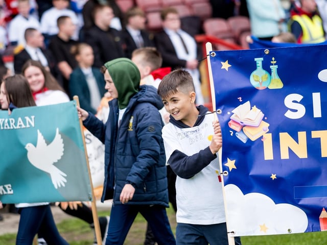Participants at the Derry Diocese Fan The Flame annual Mass 2025 in Celtic Park.