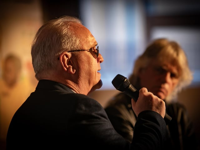 Richard Moore in conversation with Damien Gorman at the inaugural Children in Crossfire Peacebuilding Lecture.