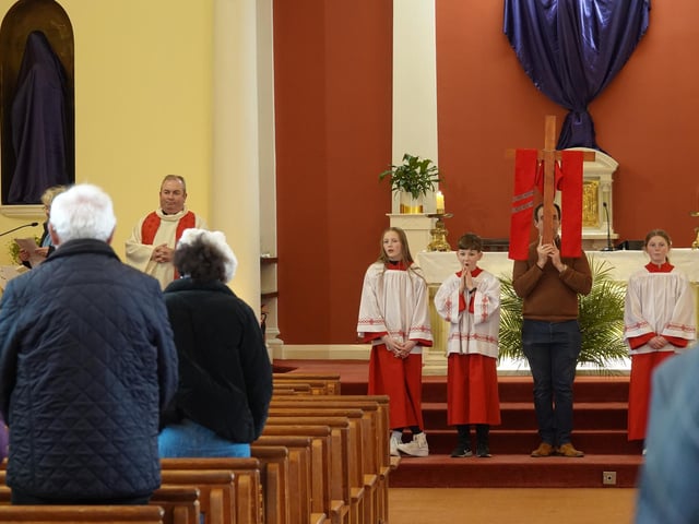 The Palm Sunday Procession on Sunday, March 24 from St, Mary's Oratory in Buncrana, during which prayers and reflections were offered and read.