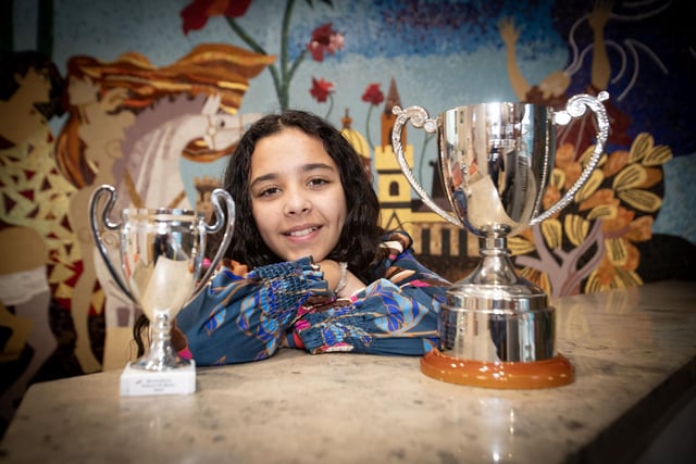 Lailah Keogh, winner of the Niamh Maccafferty Cup for achieving the highest mark in her group at the Trinity College London singing examinations, pictured at the Millennium Forum.