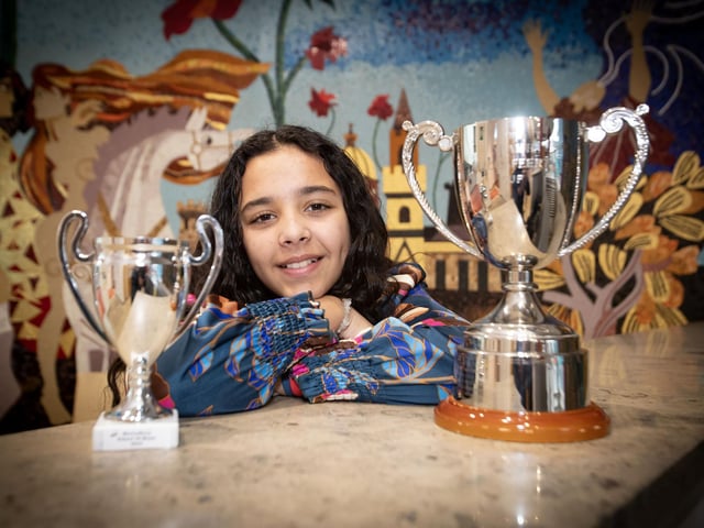 Lailah Keogh, winner of the Niamh Maccafferty Cup for achieving the highest mark in her group at the Trinity College London singing examinations, pictured at the Millennium Forum.