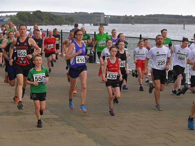 Adults and children take part in the 2023 Aodhan’s 5k race, run, walk on Thursday evening last. Photo: George Sweeney. DER2326GS – 54