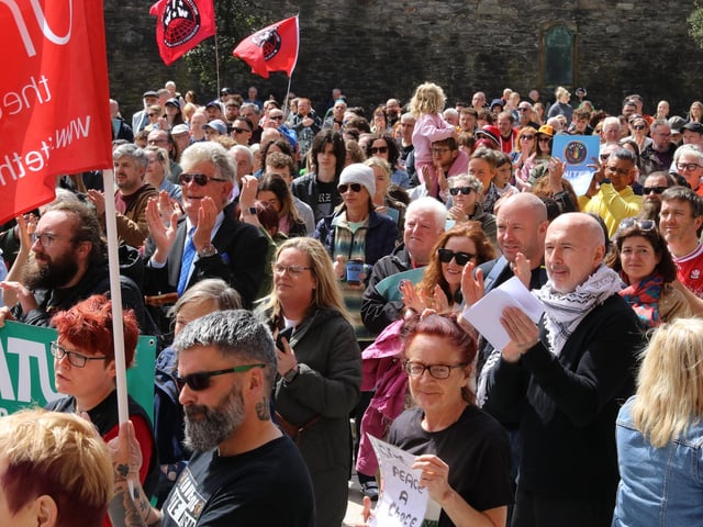 A packed Guildhall Square at the Unite Against Hate rally - Guildhall Square on Saturday. (Photo - Deirdre Heaney, nwpresspics)