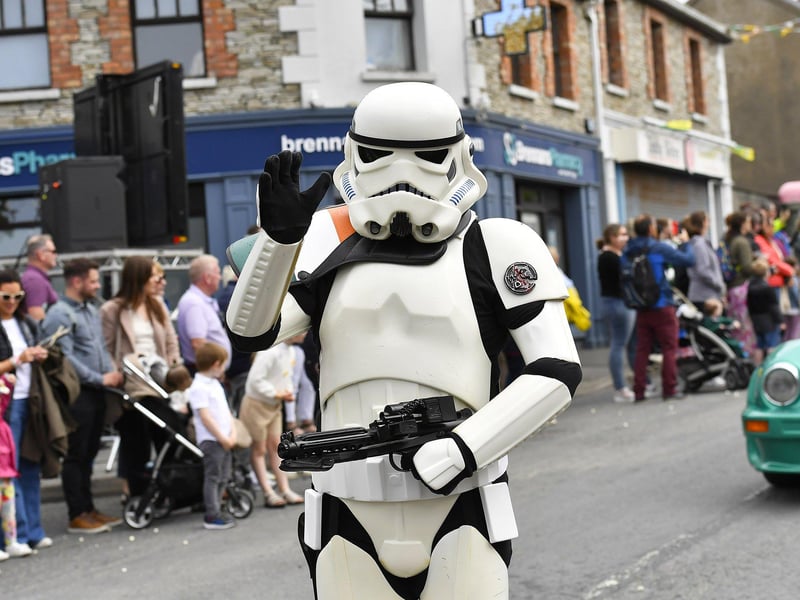 A Star Wars' Stormtrooper at the Clonmany Festival Parade on Sunday afternoon. Photo: George Sweeney