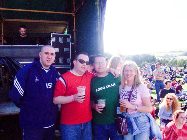 Festival goers and performers at the unforgettable Earth festival at Prehen Playing Fields in August 2002.
