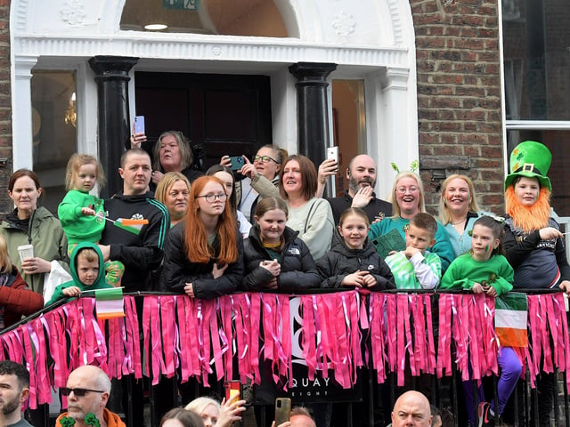 Watching the St Patrick’s Day parade. Photo: George Sweeney.