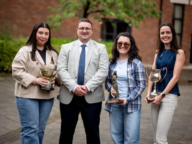 Alex Bradley, Mr D McCay (Head of Senior School), Cliona McVey, Hannah Wade