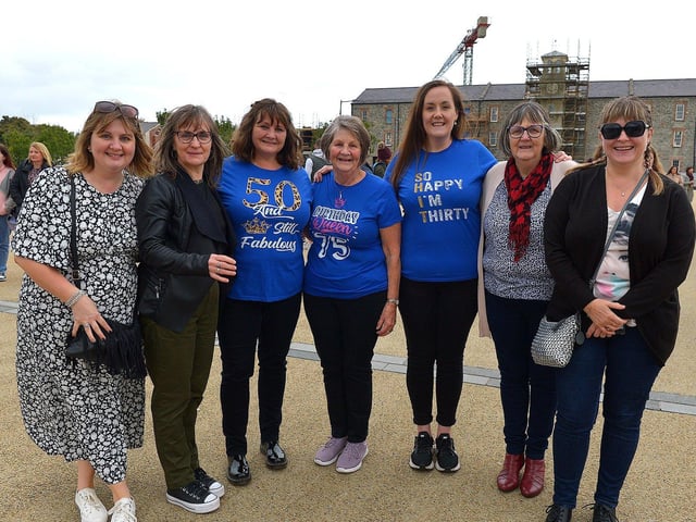 These ladies out for birthday celebrations at pictured at Ebrington Square to see Phil Coulter perform his iconic ‘The Town I Loved So Well’ live on Saturday afternoon last. Photo: George Sweeney.  DER2240GS – 03