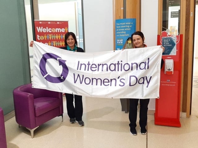 Health service workers celebrating International Women's Day at the Western Trust