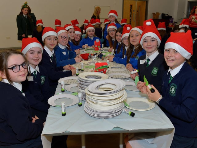 Pupils from St Patrick’s Primary School pictured at the St Cecilia’s College Christmas Workshop on Friday morning. Photo: George Sweeney. DER2248GS – 83