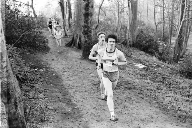 These runners make their way through St Columb's Park during the Ulster Cross Country Championships back in January 1984.