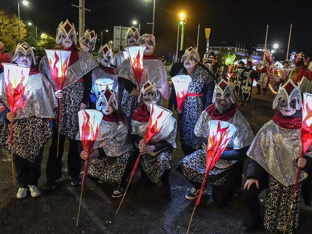 Participants the ‘City of the Bones’ Halloween carnival parade on Friday evening.  Photo: George Sweeney