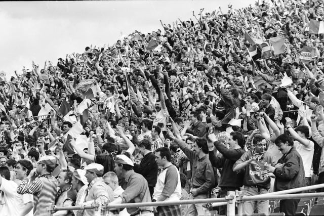 A section of the large crowd that travelled from Derry for the match.