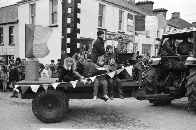 One of the floats at the St. Patrick's Day parade in Moville on March 17, 1993.