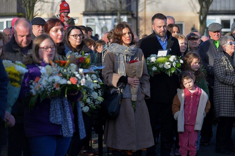 Colm Eastwood MP among the attendance at the Annual Bloody Sunday Remembrance Service held at the monument in Rossville Street on Sunday morning.  Photo: George Sweeney. DER2306GS – 12