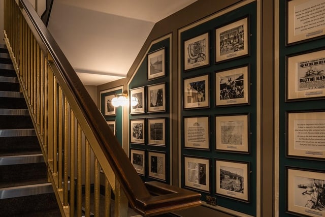 The corridors lined with the history of the Ebrington Clock Tower and site.