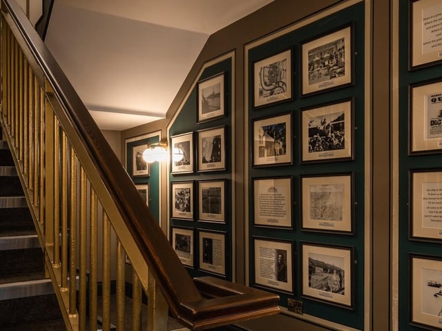 The corridors lined with the history of the Ebrington Clock Tower and site.