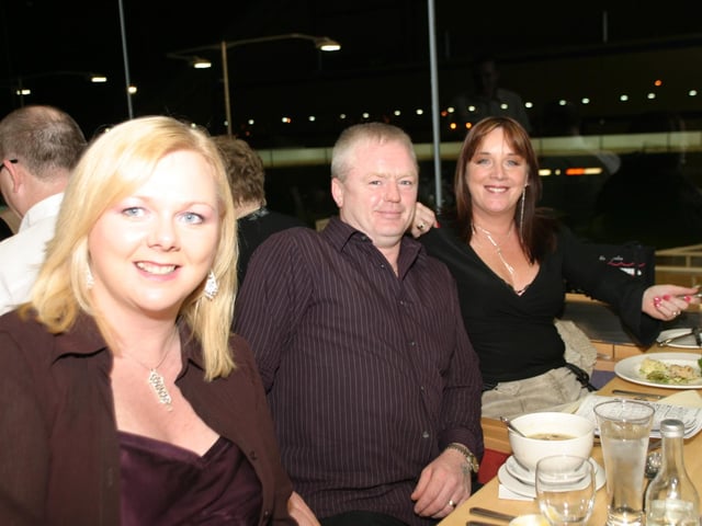 Enjoying a night out at the Lifford Greyhound Stadium in October 2004.