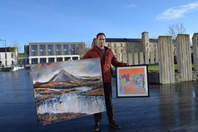 Artist Adrian Margey photographed ahead of his Ebrington Hotel Exhibition.