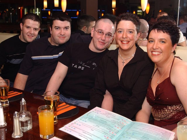 Linda Mellon (4th from left) her family celebrating her 28th birthday at the Strand Restaurant. Included are, David Devine, John Paul Devine, Gary Mellon, her husband and Janice McLaughlin. (0303CG09) :.
