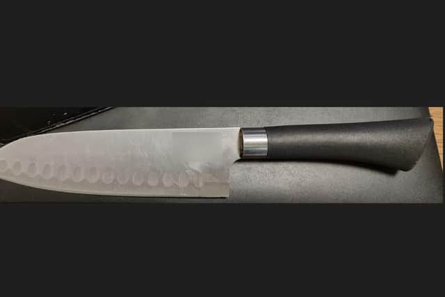 A large knife recovered by police in Derry on Sunday.
